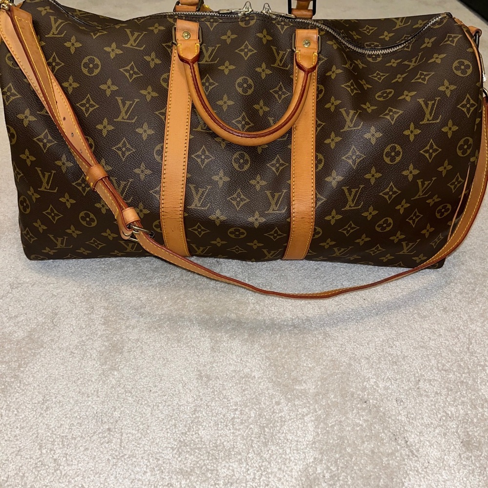 Authentic Louis Vuitton Keepall 50 Bandouliere Travel Bag Monogram
